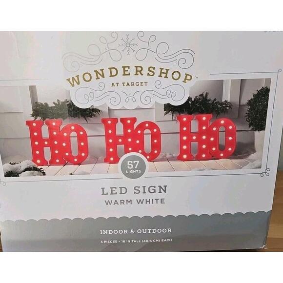 Wondershop At Target Size Decoration White LED Sign Warm White Lights - Picture 1 of 3